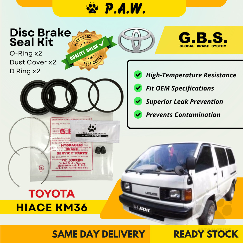 GBS Disc Brake Seal Kit For TOYOTA HIACE KM36 (New) (Front) (Half Set)
