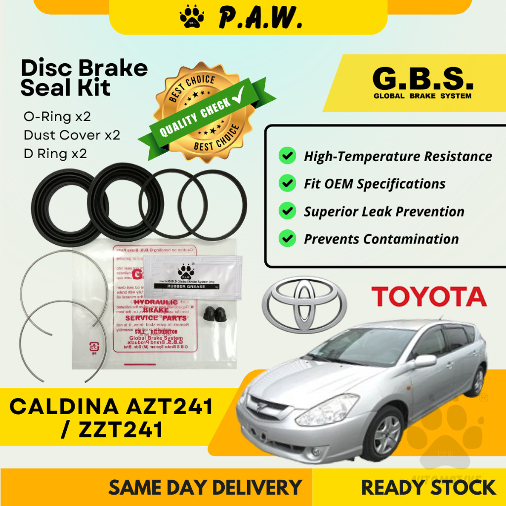 GBS Disc Brake Seal Kit For TOYOTA CALDINA AZT241 2.0/ ZZT241 1.8 (Front) (Half Set)