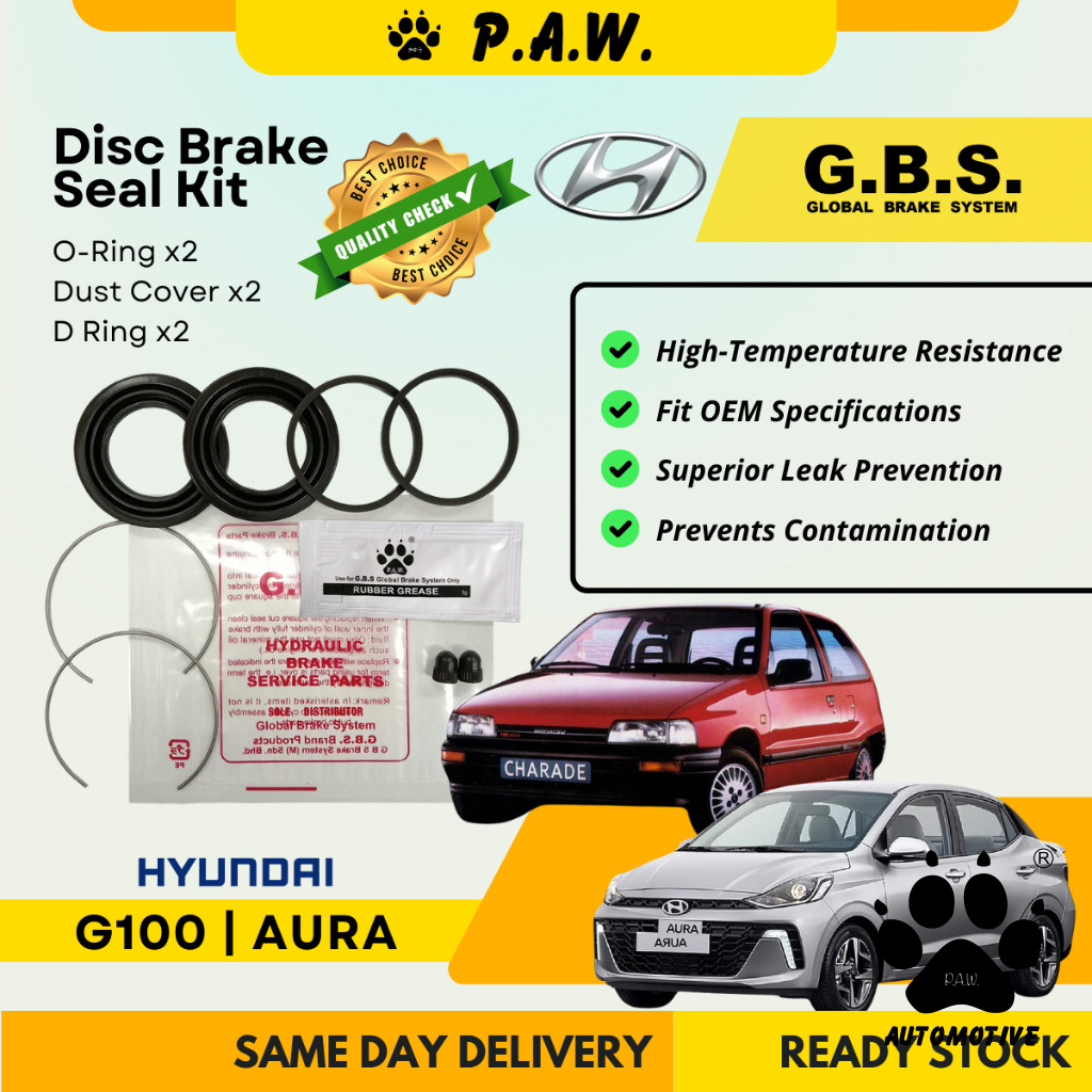 GBS Disc Brake Seal Kit For DAIHATSU G100, HYUNDAI AURA (Front) (Half Set)
