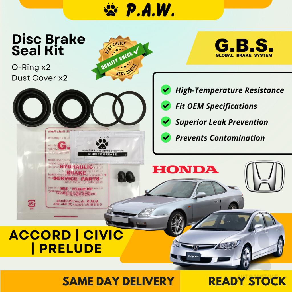 GBS Disc Brake Seal Kit For Honda Civic EP/ET/FD/Type R, Accord SV4/SDA, Prelude BB (Rear)(Half Set)