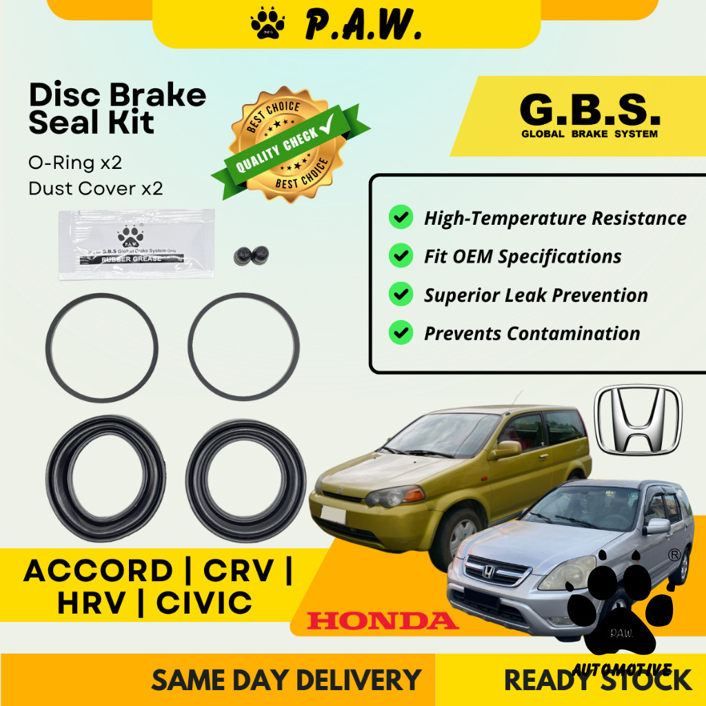 GBS Disc Brake Seal Kit For Accord SDA/TAO, Civic Type R 1.6, CRV RD2, HRV (Front) (Half Set)