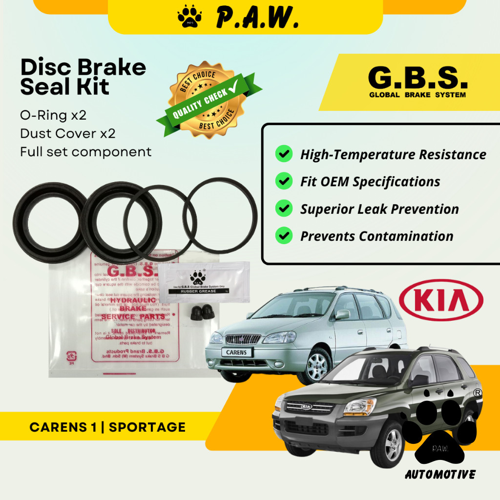 GBS Disc Brake Seal Kit For KIA CARENS 1,SPORTAGE (Front) (Half Set)
