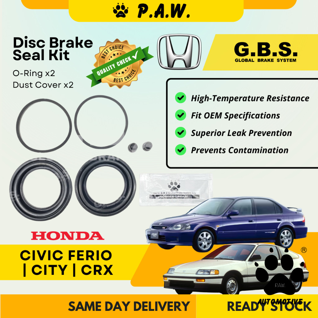 GBS Disc Brake Seal Kit For HONDA Civic SH3/SH4/SR4, Civic Ferio EG7/EG8, City GA1 (Front)(Half Set)