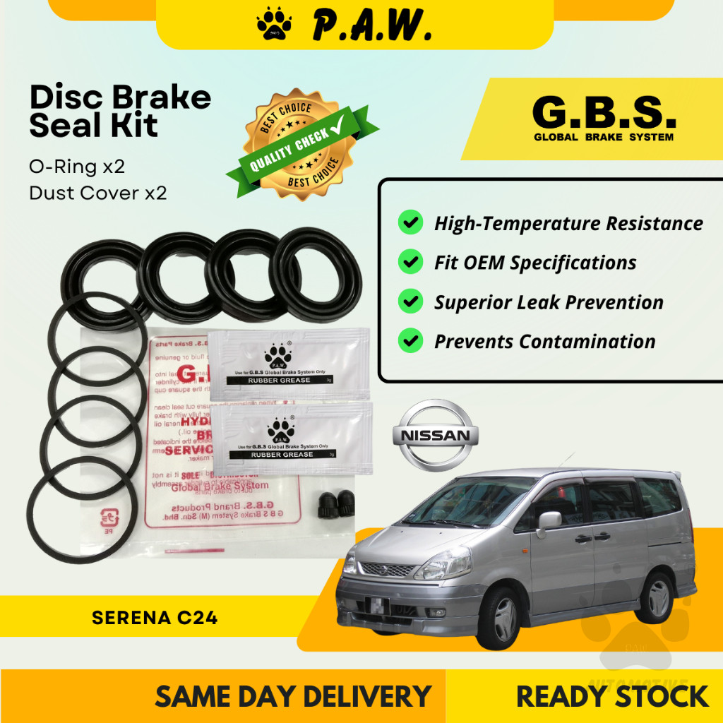 GBS Disc Brake Seal Kit For NISSAN SERENA C24 (Front) (Half Set)