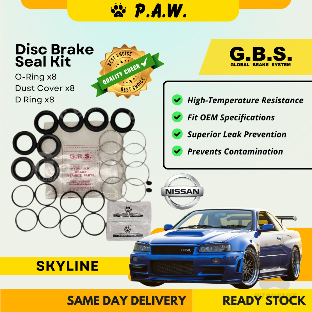 GBS Disc Brake Seal Kit For NISSAN 350Z Z33 Track,SKYLINE GTR R32, R33, R34,V35 (Front)(Half Set)