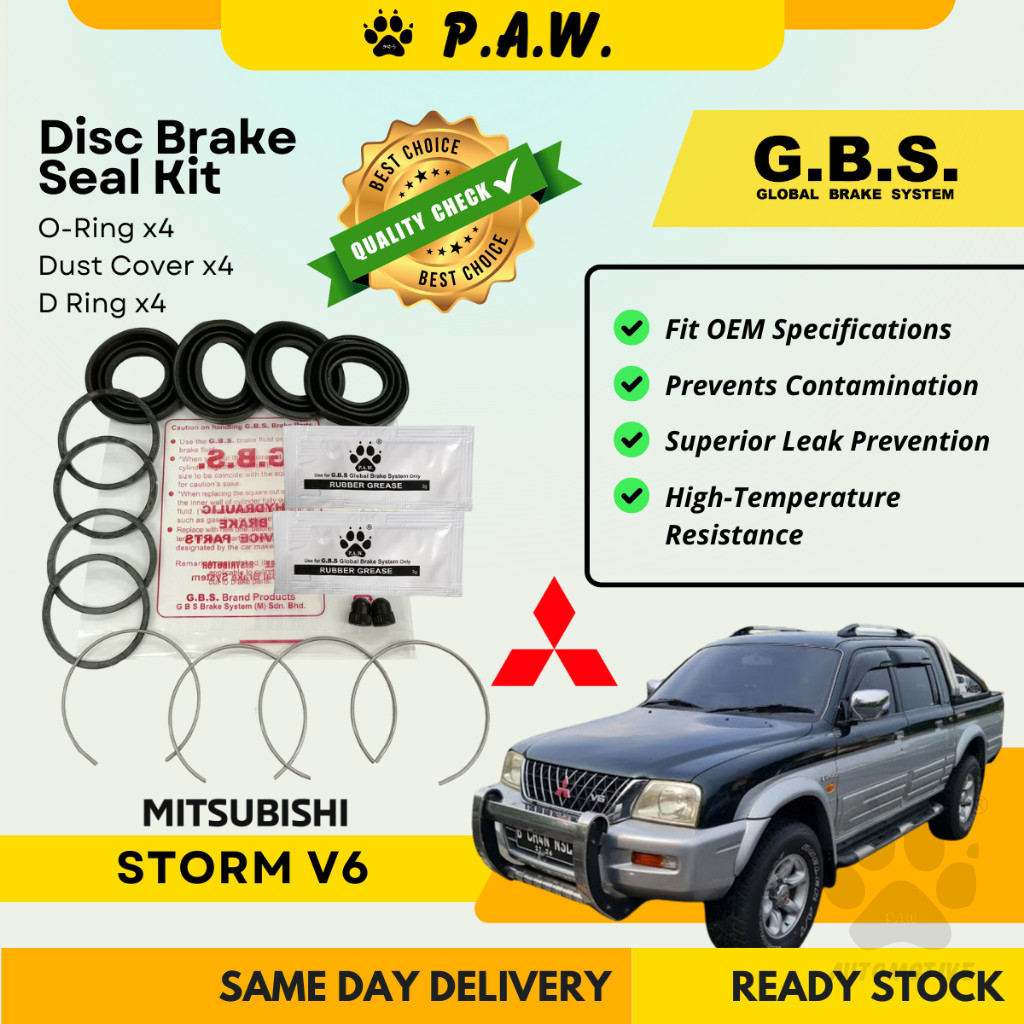 GBS Disc Brake Seal Kit For MITSUBISHI STORM V6 (Front) (Half Set)