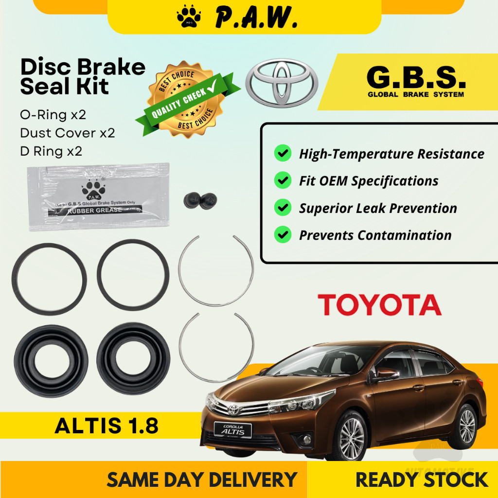 GBS Disc Brake Seal Kit For TOYOTA ALTIS 1.8 (Rear) (Half Set)