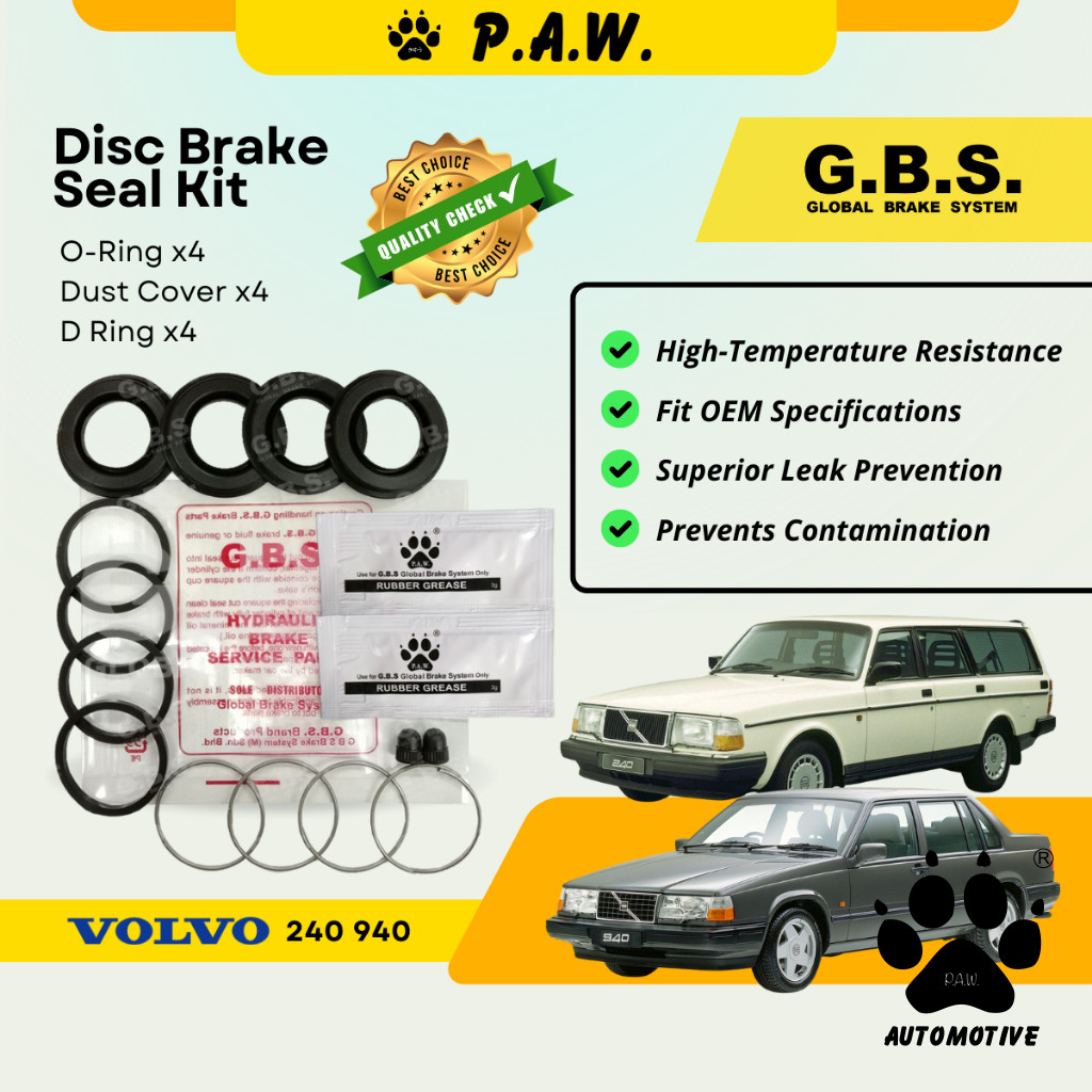 GBS Disc Brake Seal Kit For VOLVO 240 940 (Rear) (Half Set)