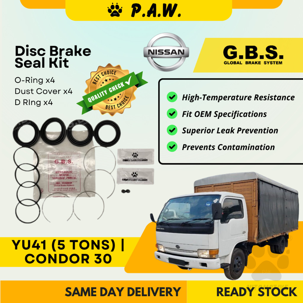 GBS Disc Brake Seal Kit For  Nissan YU41 (5 tons), Condor 30 (Front) (Half Set)