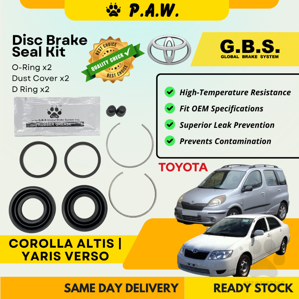 GBS Disc Brake Seal Kit For TOYOTA ALTIS 1.6 1.8 (Rear) (Half Set)