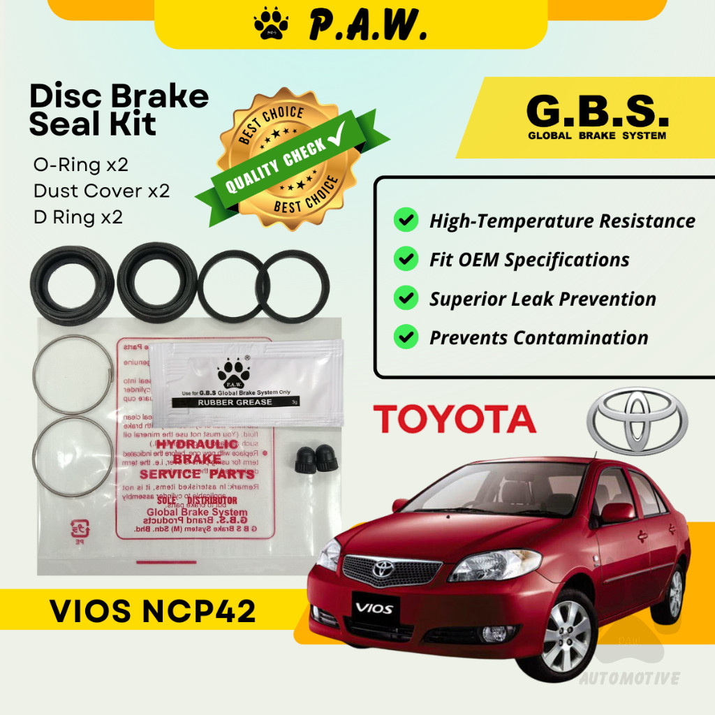 GBS Disc Brake Seal Kit For TOYOTA VIOS NCP42 (Rear) (Half Set)