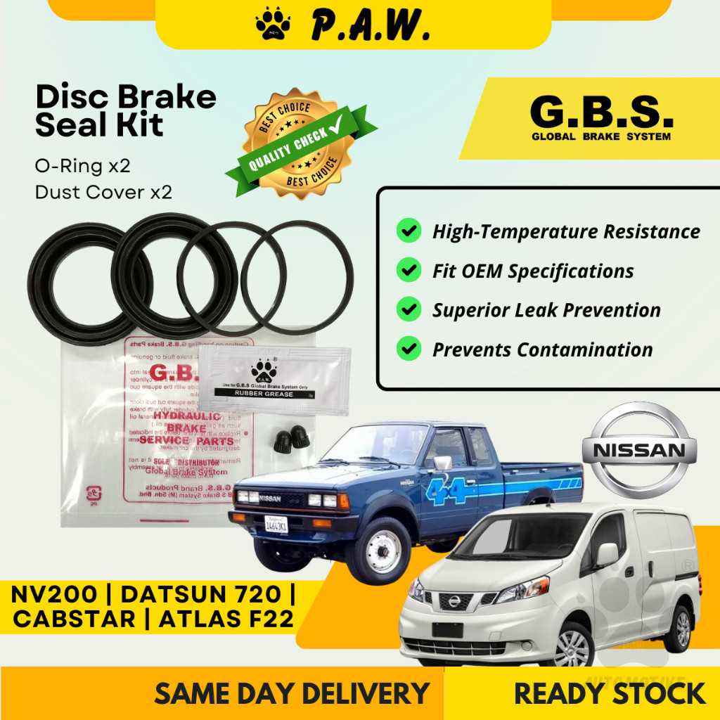 GBS Disc Brake Seal Kit For NISSAN NV200,CABSTAR,ATLAS F22,DATSUN 720 4WD (Front) (Half Set)