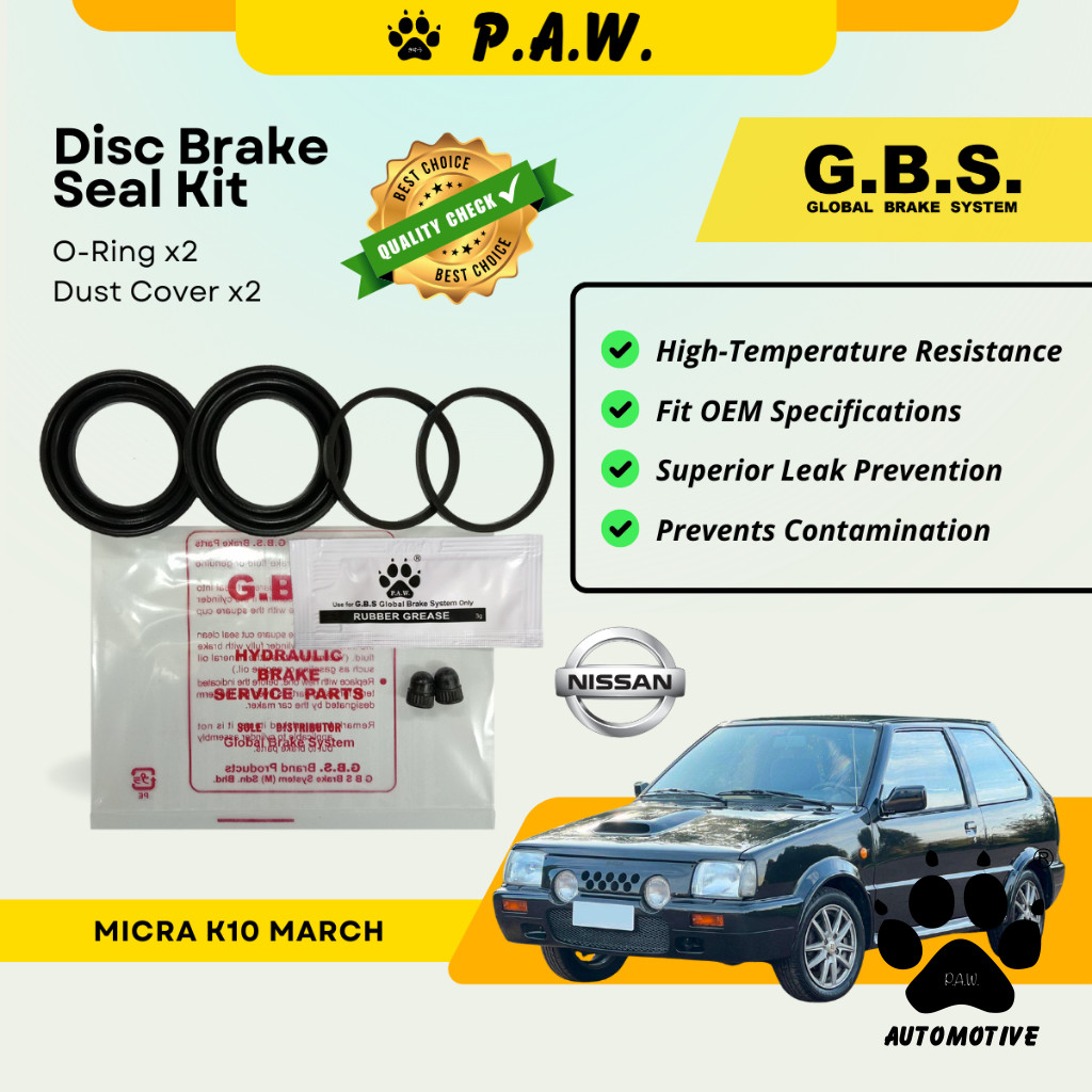 GBS Disc Brake Seal Kit For NISSAN MICRA K10 MARCH (Front) (Half Set)