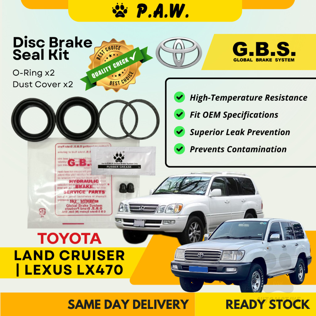 GBS Disc Brake Seal Kit For Toyota Land Cruiser UZJ100 HDJ100 HDJ101 & Lexus LX470 (Rear) (Half Set)