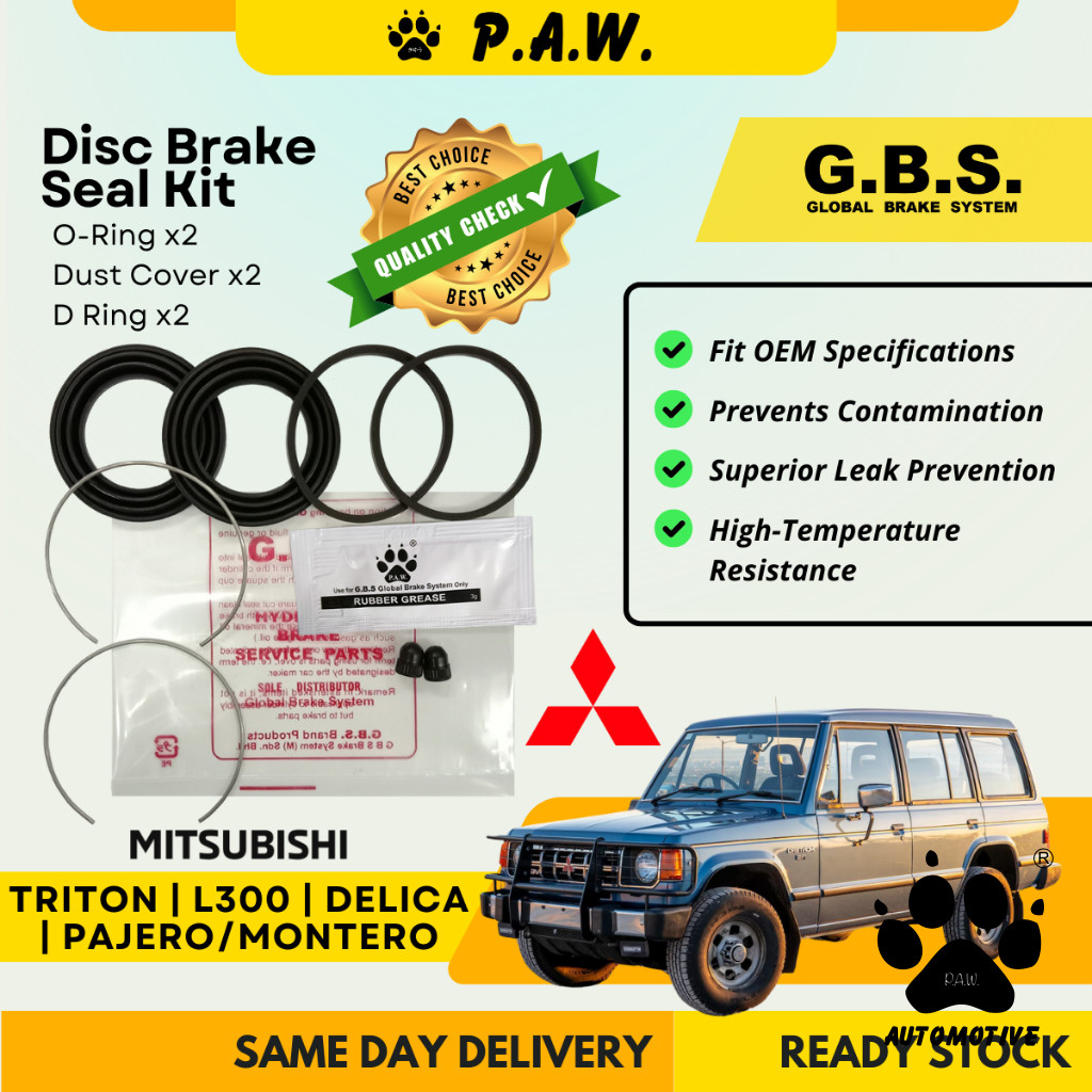 GBS Disc Brake Seal Kit For Mitsubishi Pajero L047G/L049G 1987, Triton 1986 58mm (Front) (Half Set)