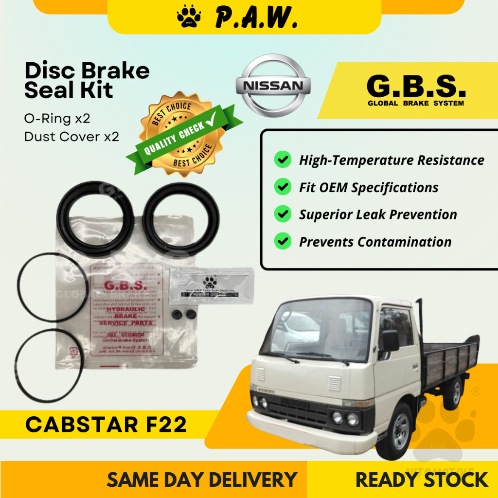 GBS Disc Brake Seal Kit For NISSAN CABSTAR TD27 F22 (Front) (Half Set)