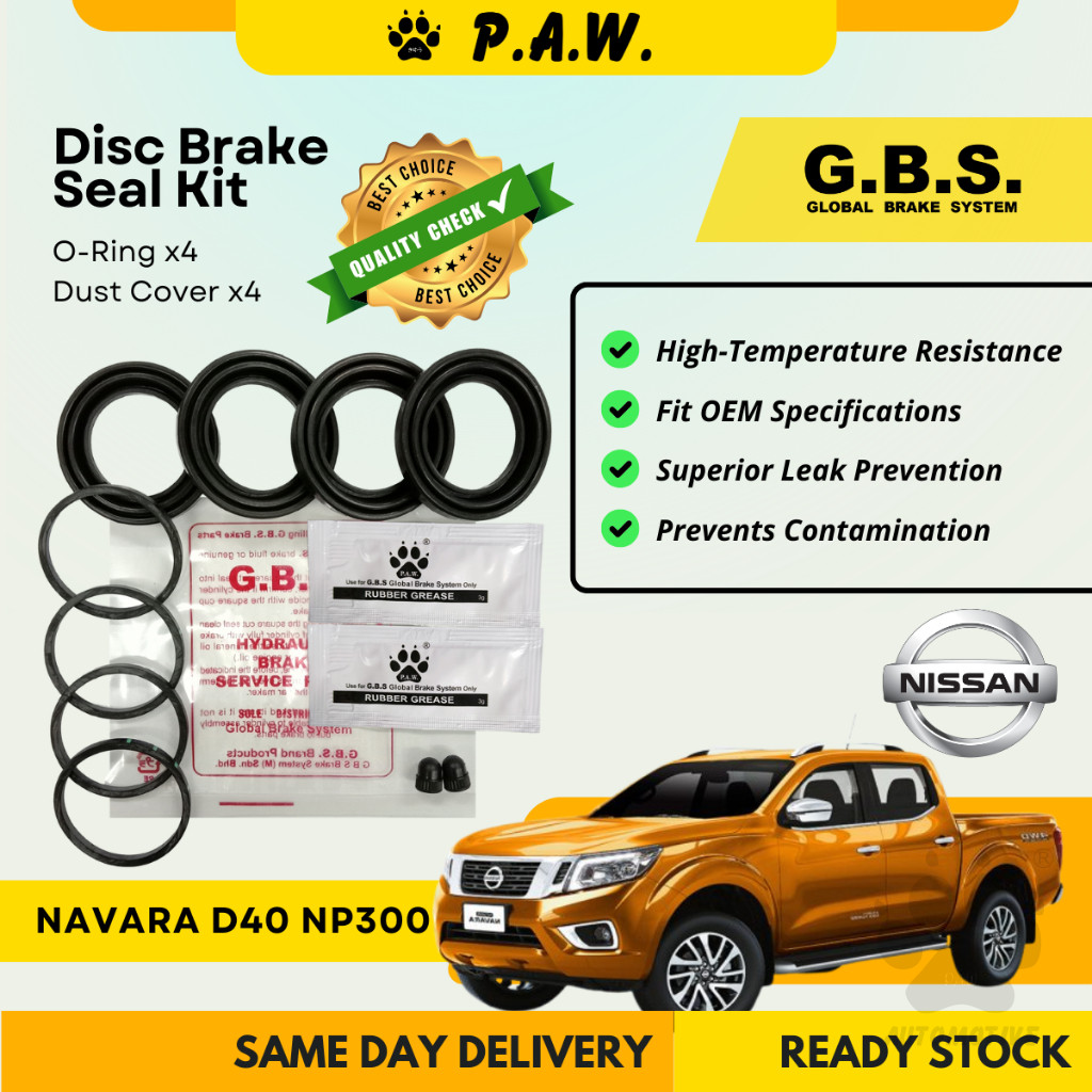 GBS Disc Brake Seal Kit For NISSAN NAVARA D40 NP300 (Front) (Half Set)
