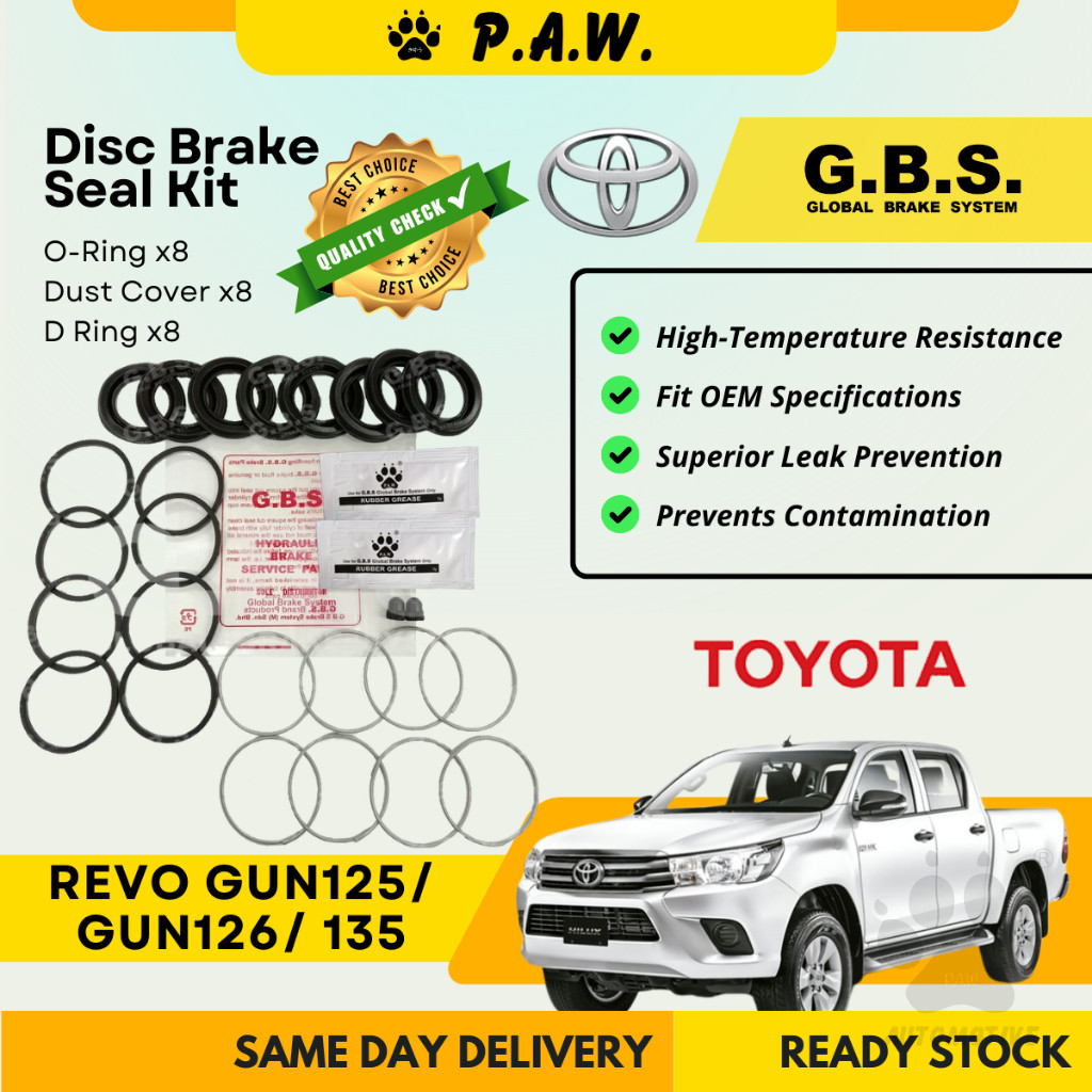 GBS Disc Brake Seal Kit For TOYOTA REVO GUN125, GUN126, 135 (Front) (Half Set)