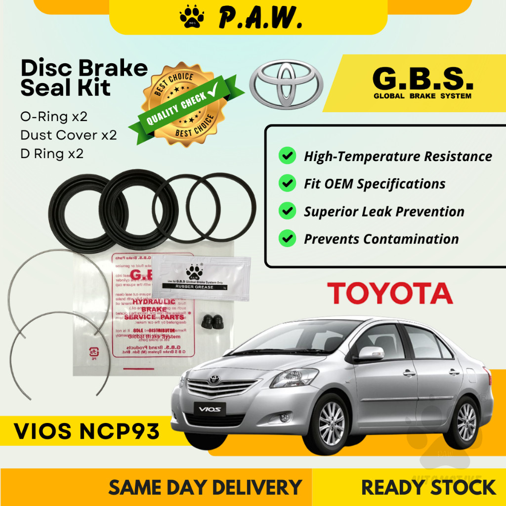 GBS Disc Brake Seal Kit For TOYOTA VIOS NCP93 G/S SPEC (Front) (Half Set)