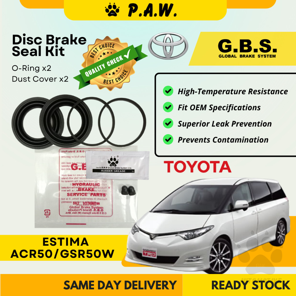 GBS Disc Brake Seal Kit For Toyota Estima ACR50 2AZ, Alphard/Veffire ANH20 (64mm)(Front)(Half Set)