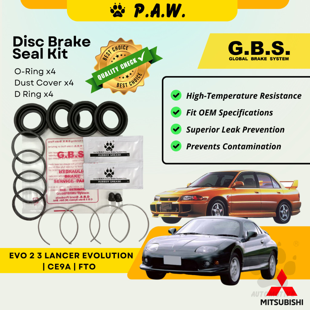 GBS Disc Brake Seal Kit For MITSUBISHI EVO 2 3 LANCER EVOLUTION,CE9A,FTO (Front) (Half Set)