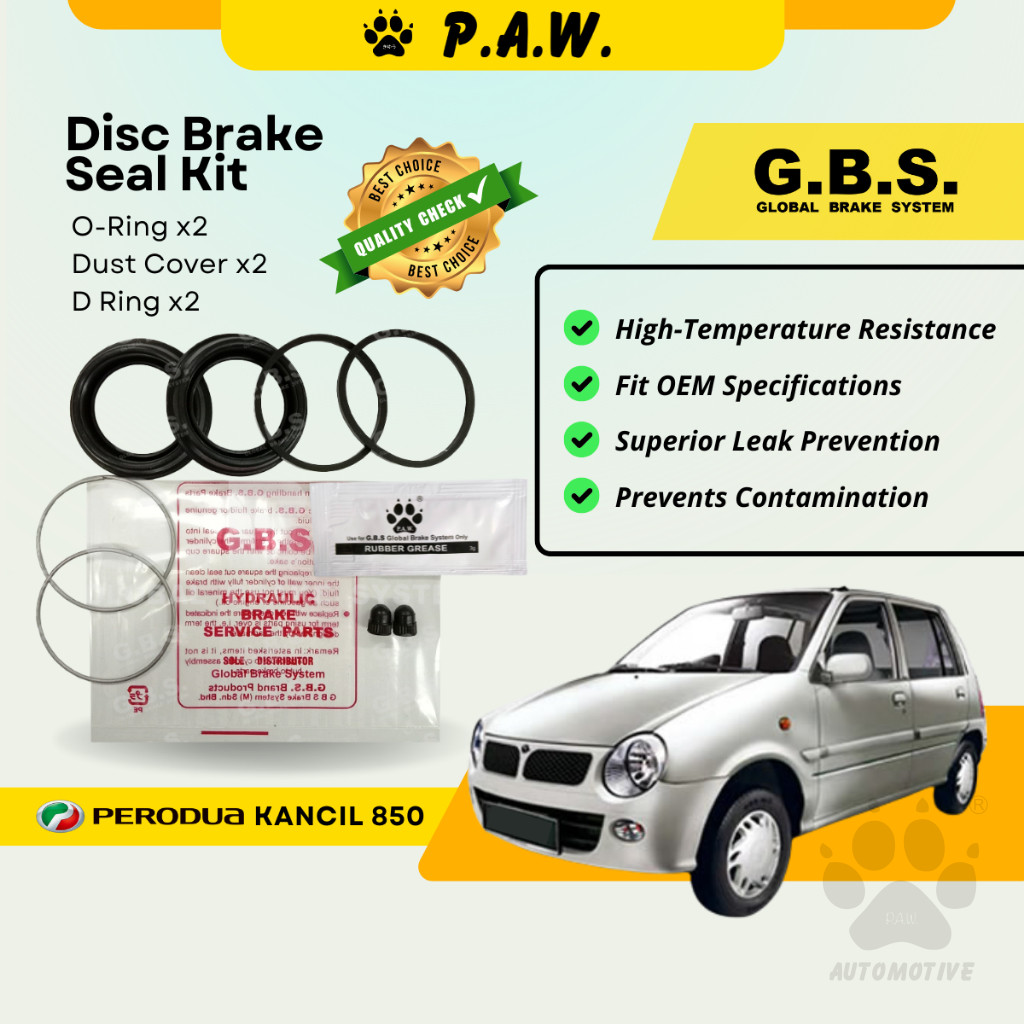 GBS Disc Brake Seal Kit For PERODUA KANCIL 850 (Front) (Half Set)