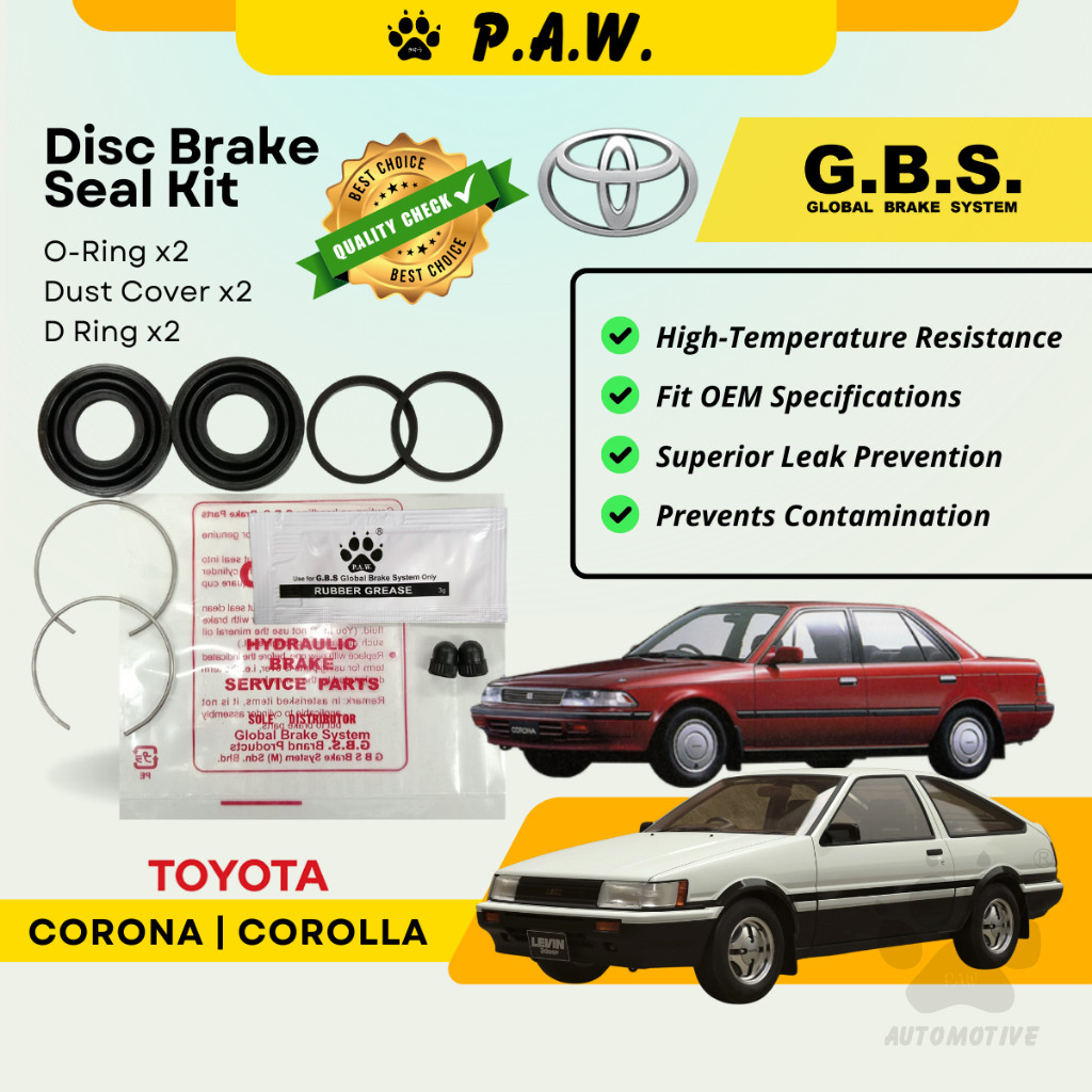 GBS Disc Brake Seal Kit For TOYOTA COROLLA AE82, AE86, AE101/100,CORONA ST171,LEVIN(Rear) (Half Set)