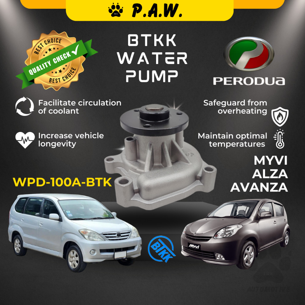 Perodua Myvi 1.3 Old Myvi Lagi Best 1.5 Alza 1.5 Toyota Avanza 1.3 1.5 Rush 2003-2007 BTKK Water Pump 100A 16100-29115