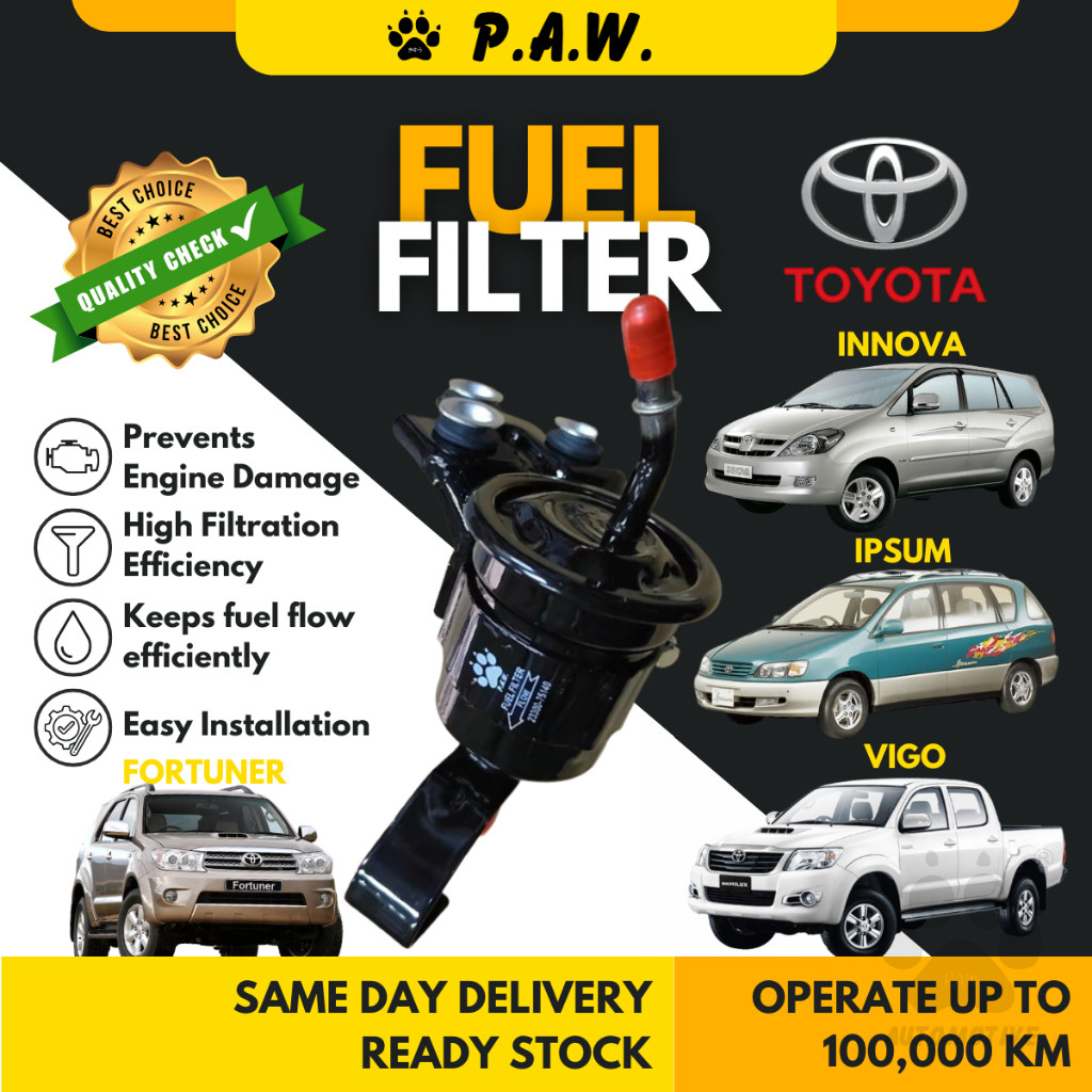 FUEL FILTER (WITH BRACKET): TOYOTA INNOVA, IPSUM SXM10/SXN10, FORTUNER, VIGO