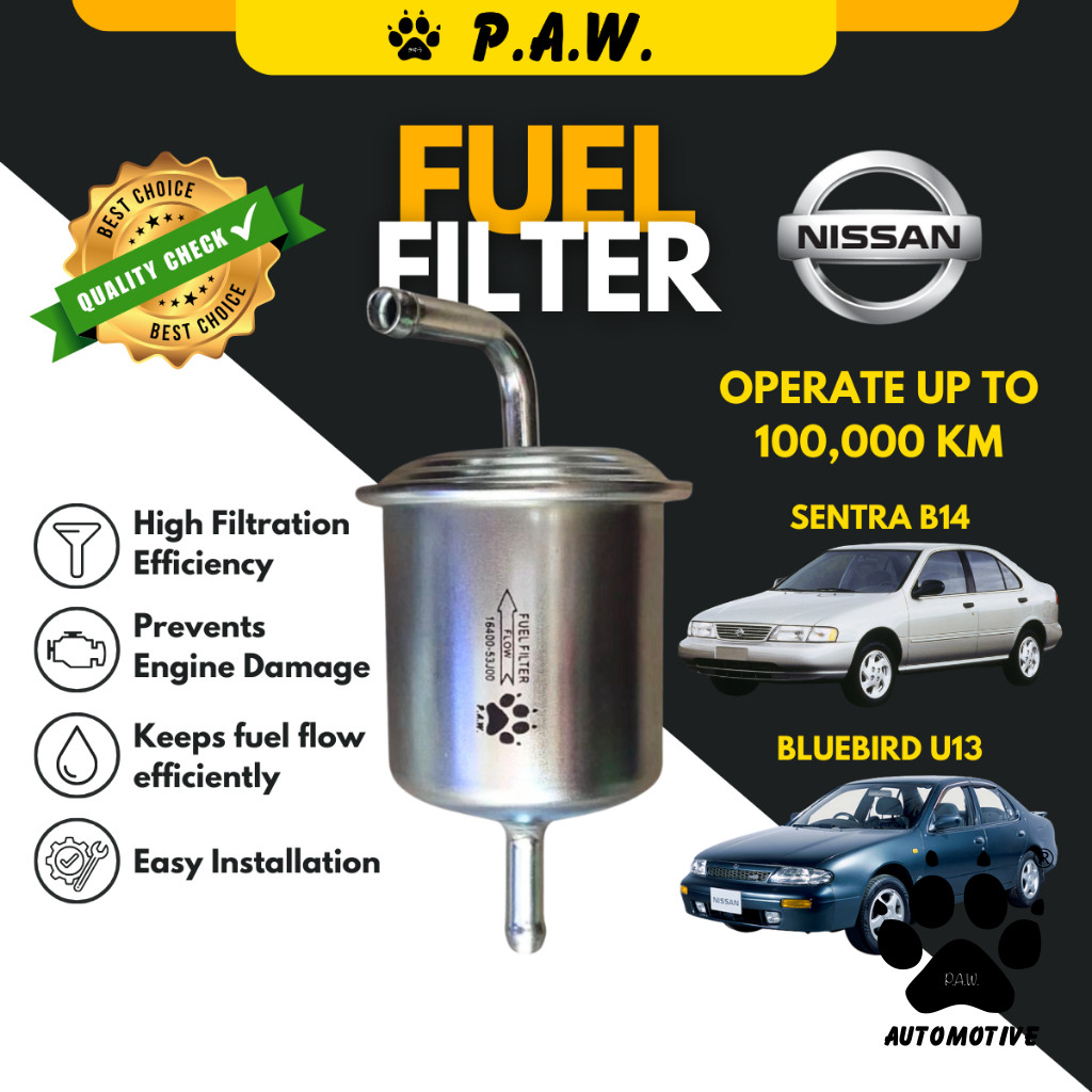 FUEL FILTER (STEEL-L SHAPE):- Nissan B14 U13 INJ' CARB' SR18/20 Z16 Z20 R32 R33 R34 A31 A32
