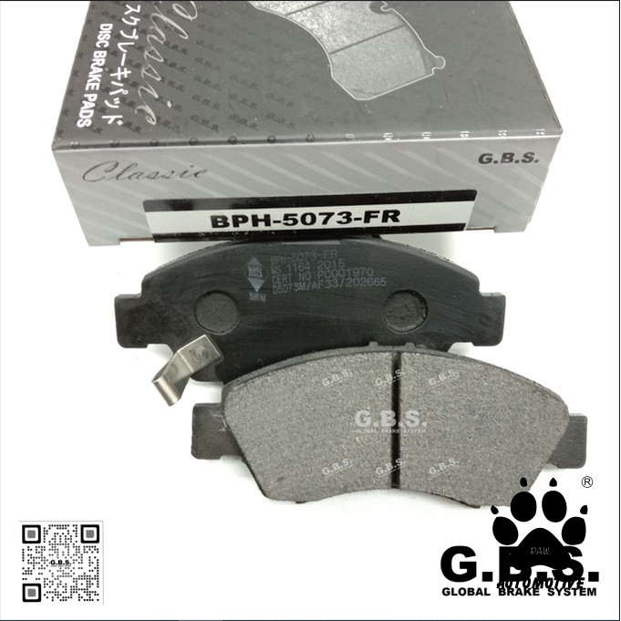 BRAKE PAD (GBS) FRONT : HONDA CITY SEL 1903'-1908' JAZZ SR4 SO4 , SAA IDSI Vtec , JAZZ GD3 (2003-2008) (NO HOLE) B/PAD
