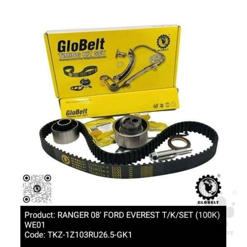 Globelt Timing Belt Kit Set For Ford Ranger 2.5, 3.0 TDCI  (103RU26.5)  [WE Engine] EVEREST 2.5