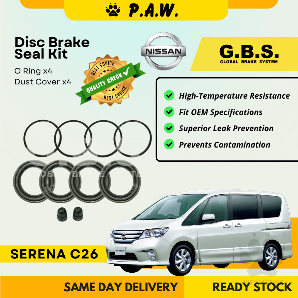 GBS Disc Brake Seal Kit For NISSAN SERENA C26  (Front) (Half Set)