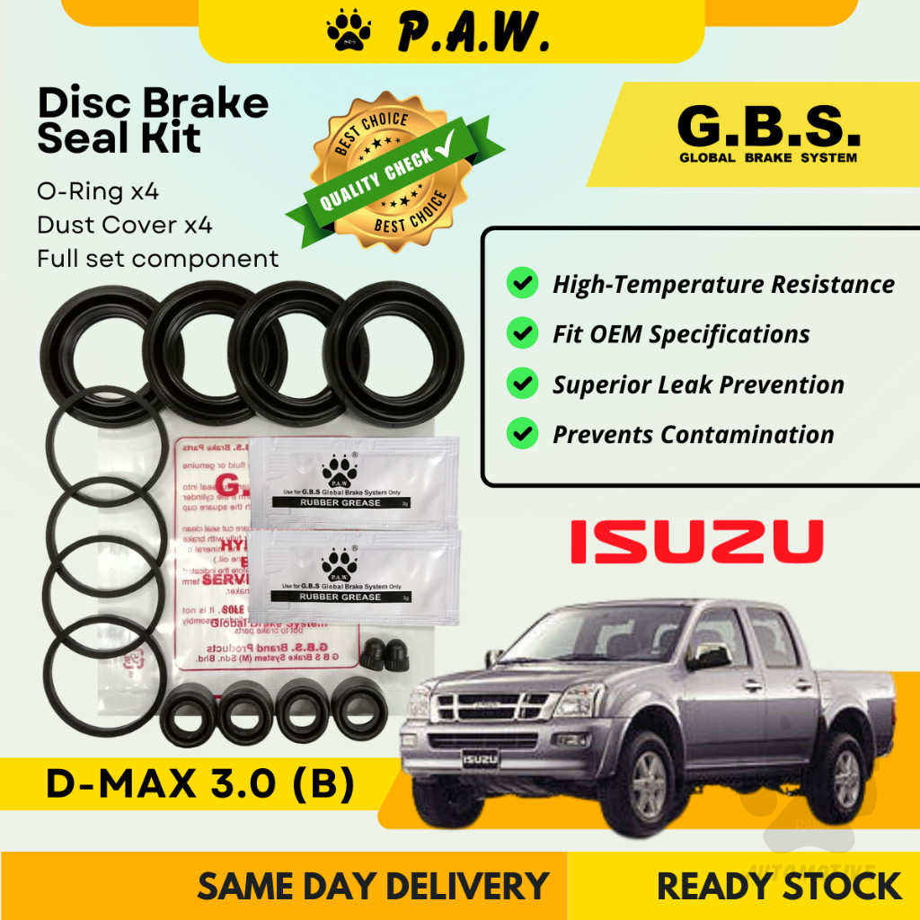 GBS Disc Brake Seal Kit For ISUZU D-MAX 3.0 (B) (Front) (Full Set)
