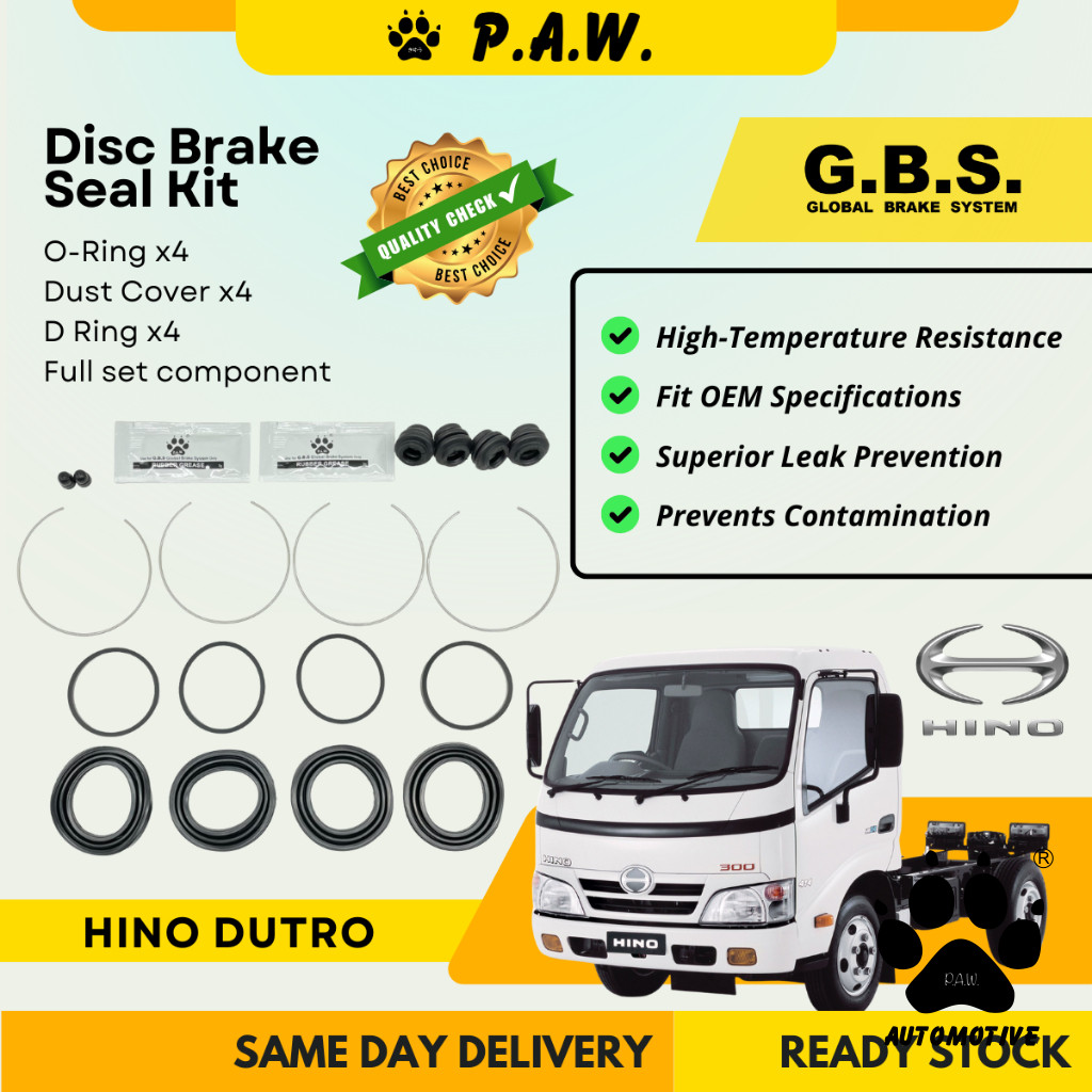 GBS Disc Brake Seal Kit For HINO DUTRO (Front) (Full Set)