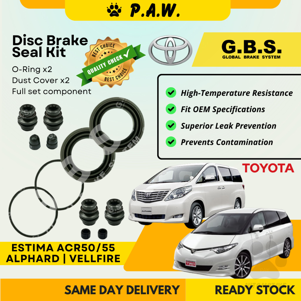 GBS Disc Brake Seal Kit For Toyota Estima ACR50 2AZ 2.4,Alphard/Veffire ANH20(64mm)(Front)(Full Set)