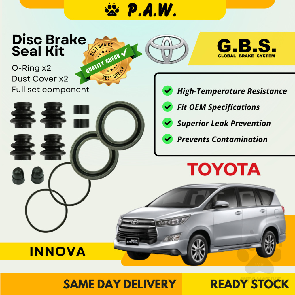 GBS Disc Brake Seal Kit For TOYOTA INNOVA GUN143 TGN140 2WD FIT (Front) (Full Set)
