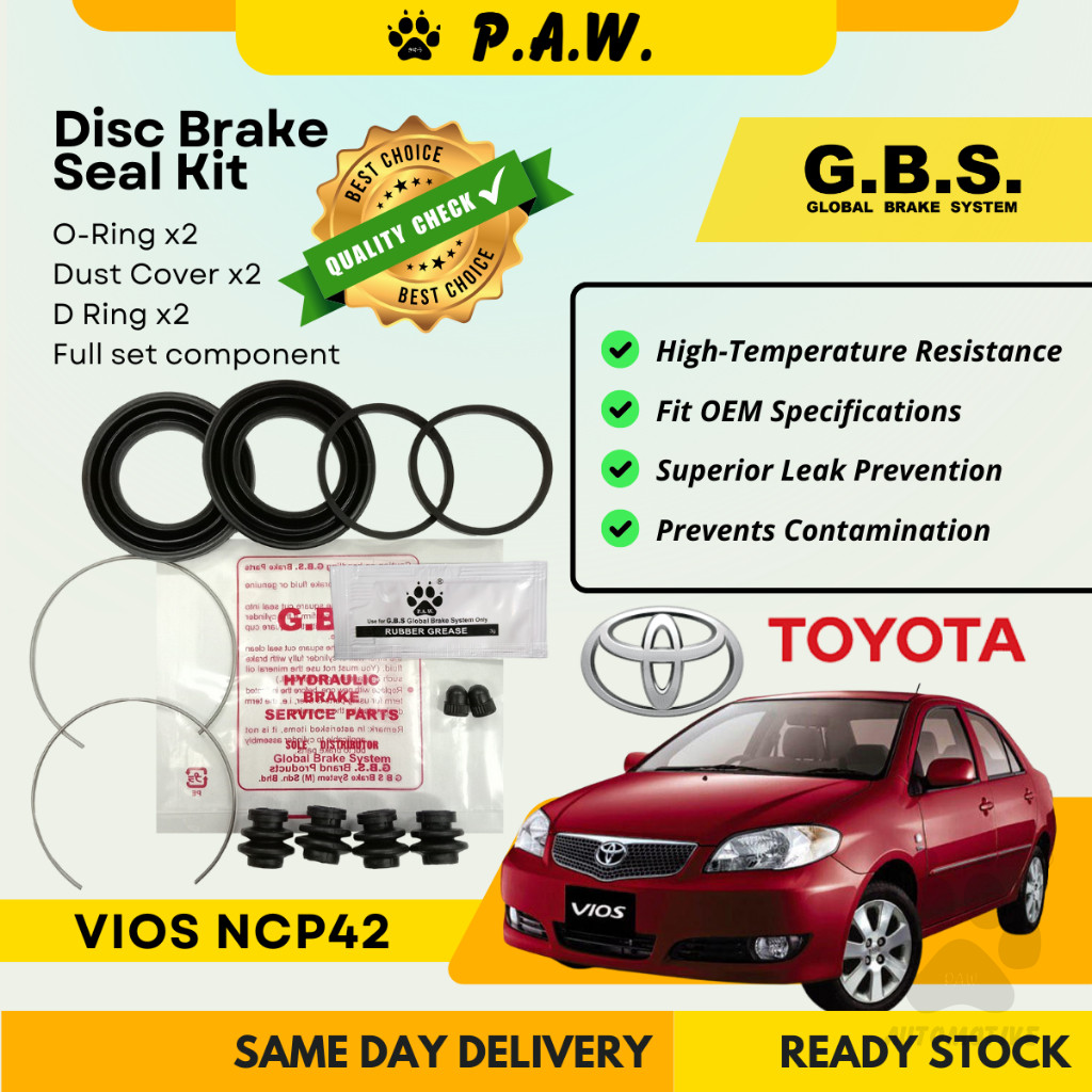 GBS Disc Brake Seal Kit For TOYOTA VIOS NCP42 (Front) (Full Set)