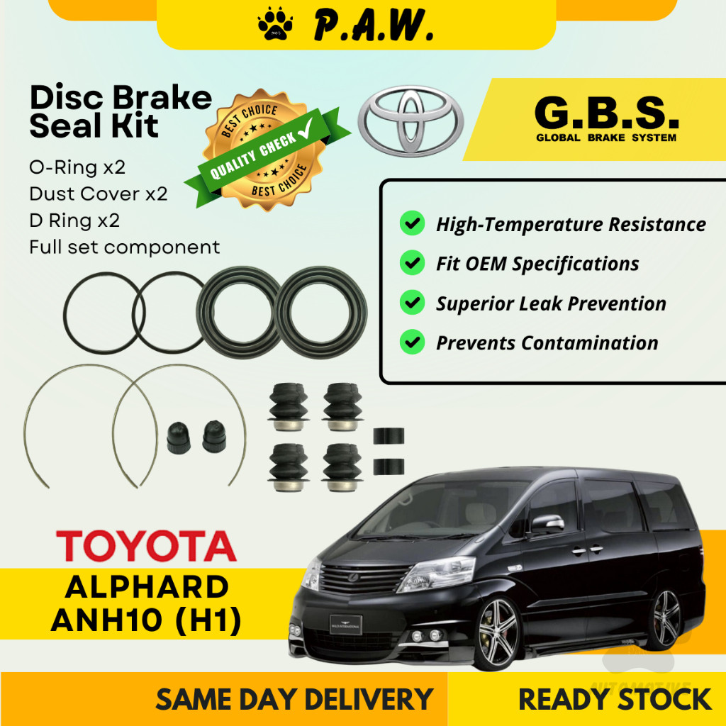 GBS Disc Brake Seal Kit For TOYOTA ALPHARD ANH10 (H1) (Front) (Full Set)