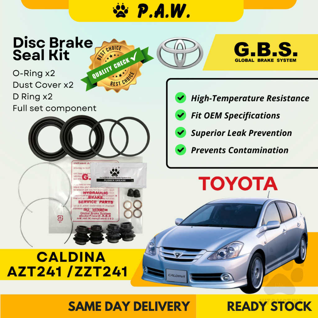 GBS Disc Brake Seal Kit For TOYOTA CALDINA AZT241 2.0/ ZZT241 1.8 (Front) (Full Set)