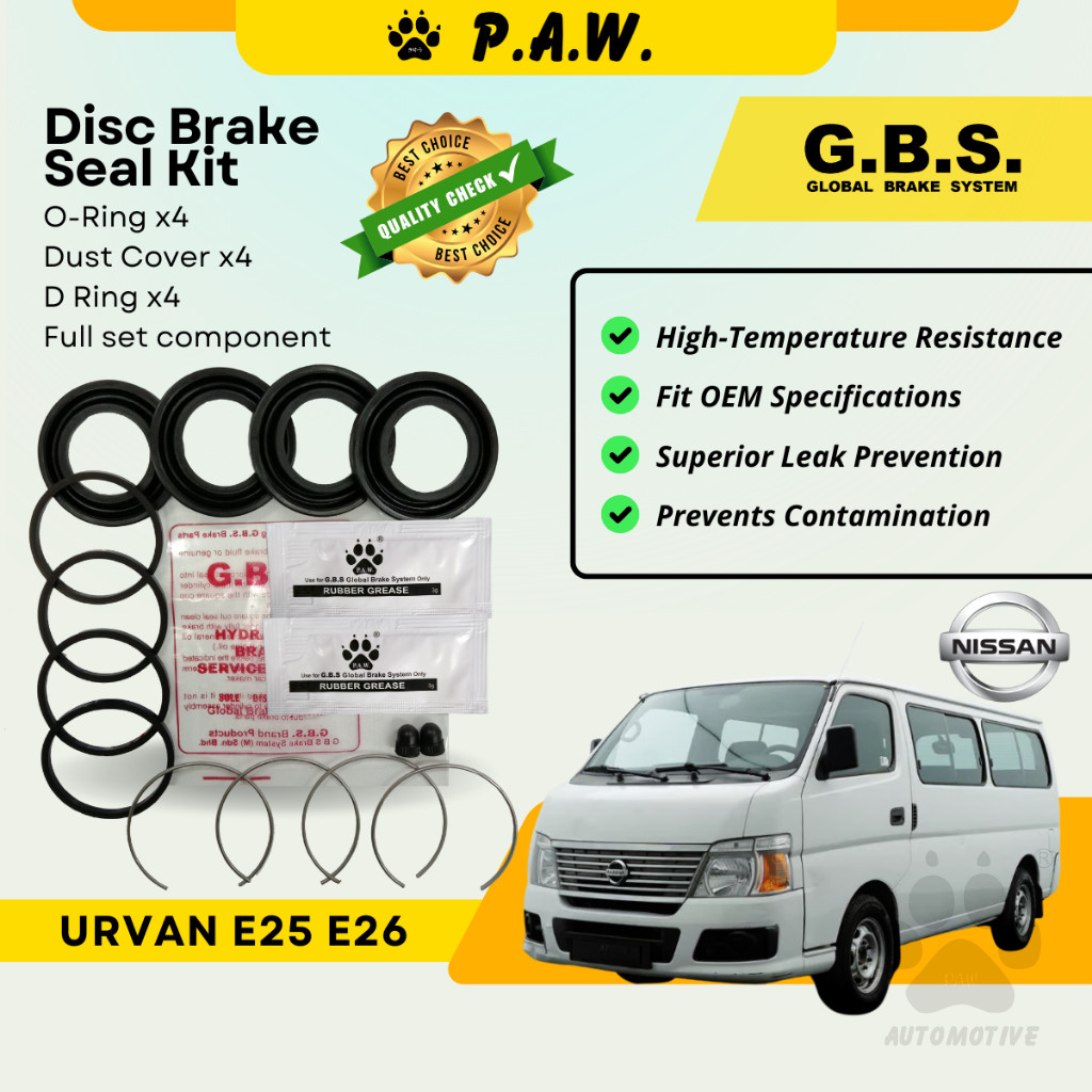 GBS Disc Brake Seal Kit For NISSAN URVAN E25 E26 QR25 (Front) (Full Set)