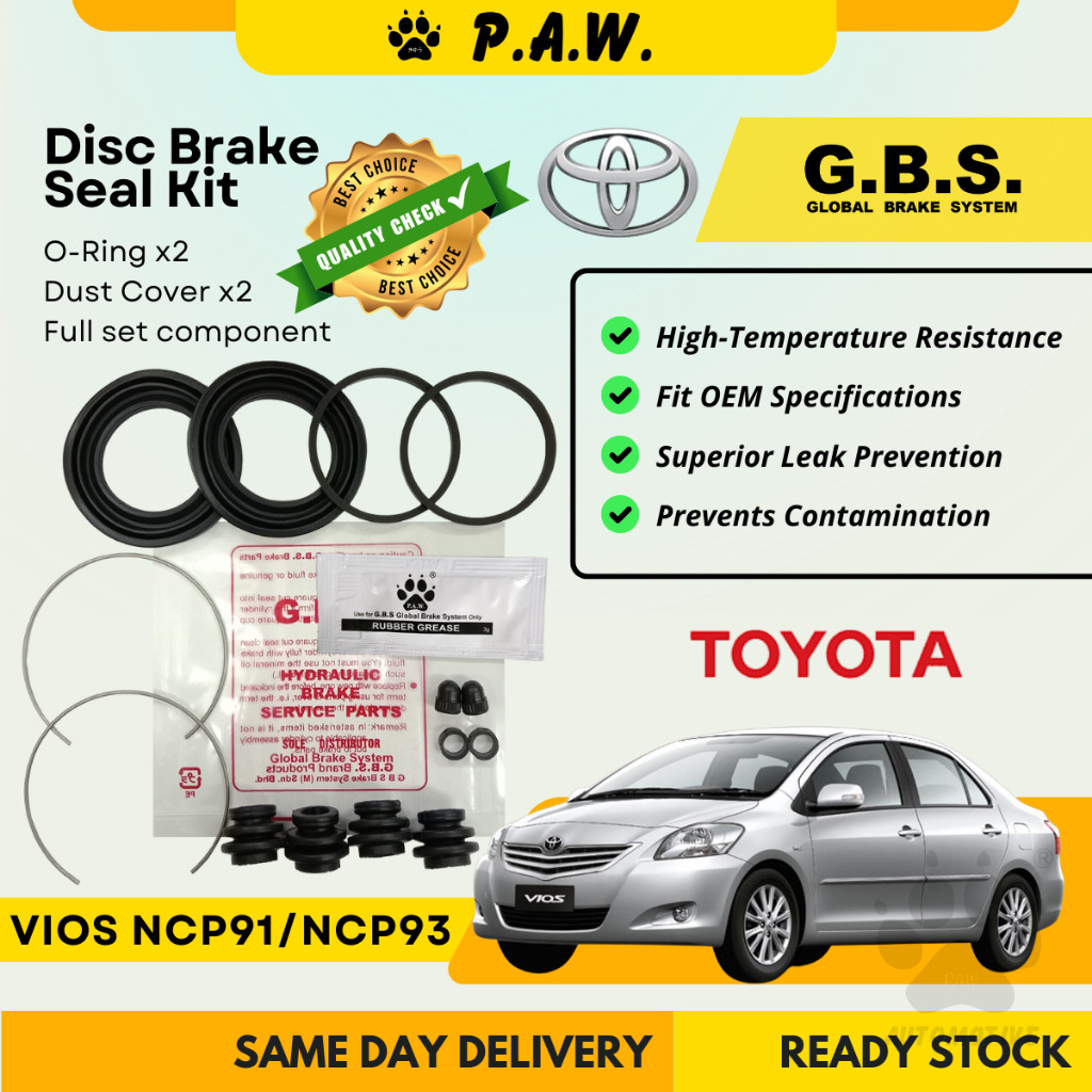 GBS Disc Brake Seal Kit For TOYOTA VIOS NCP91 NCP93 E/J SPEC 07 (Front) (Full Set)