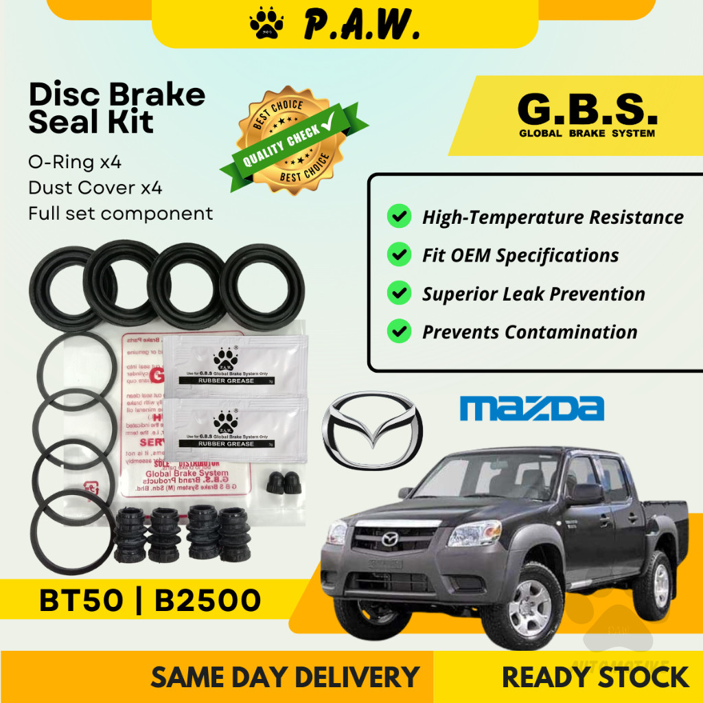 GBS Disc Brake Seal Kit For Mazda BT50 UN 4WD 2.5/3.0 2006-2012, B2500 WL 2.5 (Front) (Full Set)