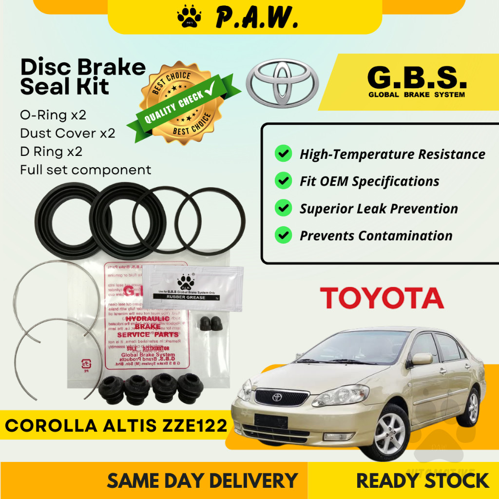 GBS Disc Brake Seal Kit For TOYOTA ALTIS ZZE122 1ZZ-FE 1.8 (Front) (Full Set)