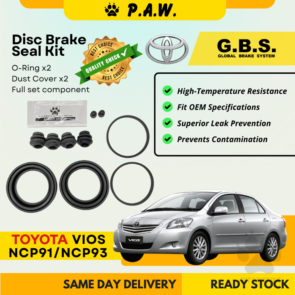 GBS Disc Brake Seal Kit For TOYOTA NCP150 G SPEC (Front) (Full Set)