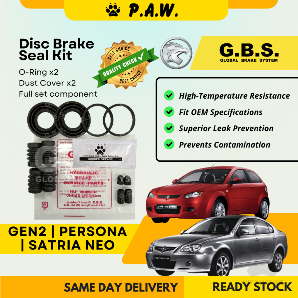 GBS Disc Brake Seal Kit For PROTON GEN2, PERSONA, SATRIA NEO (Rear) (Full Set)