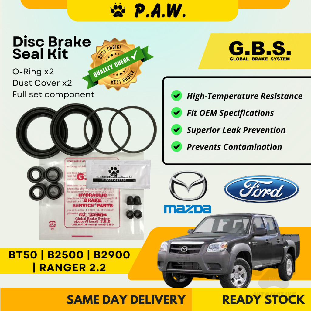 GBS Disc Brake Seal Kit For Mazda BT50 UN 2WD 2.5/3.0 2006-2011, B2500 1999 (Front) (Half Set)