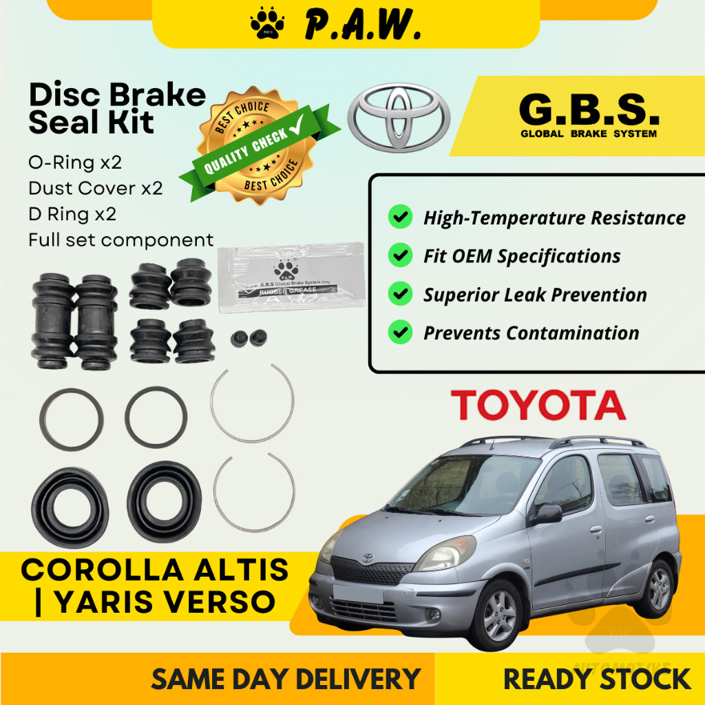GBS Disc Brake Seal Kit For TOYOTA ALTIS 1.6 1.8 (Rear) (Full Set)