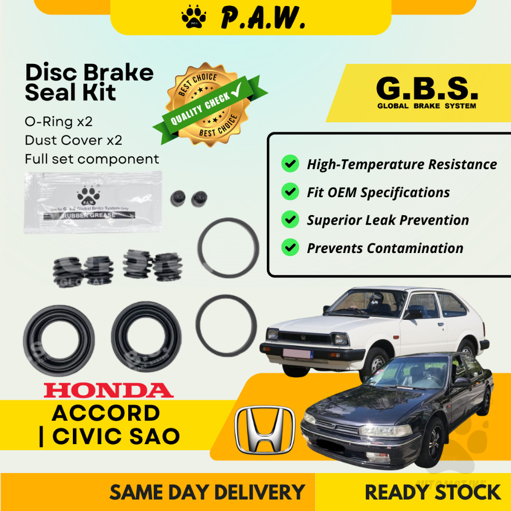 GBS Disc Brake Seal Kit For HONDA ACCORD SM4,ACCORD SV4,CIVIC SAO,ACCORD S84 (Rear) (Full Set)