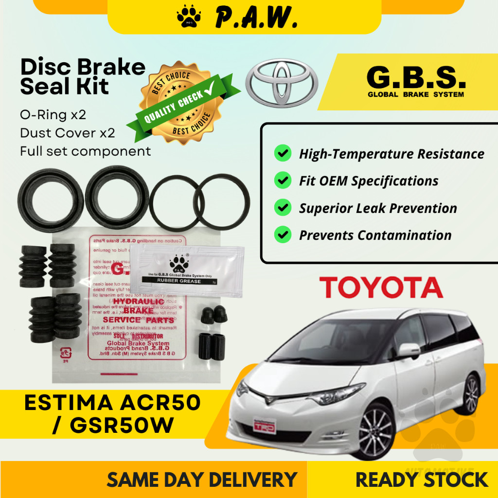 GBS Disc Brake Seal Kit For TOYOTA ESTIMA ACR50 GSR50W (Rear) (Full Set)